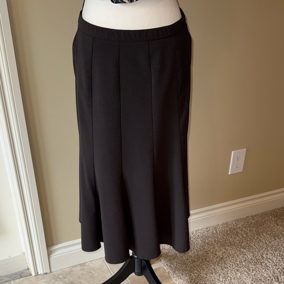 Laura Petite Flare Skirt A-Line Brown Midi Flowy Side Zipper Office Size 8 - Picture 1 of 10